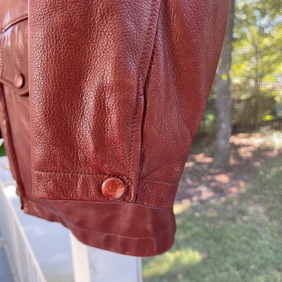 Coach Womens Brown Leather Jacket D6K-0963 Pockets Zipper Snap Cuffs-Size Medium - Picture 6 of 9